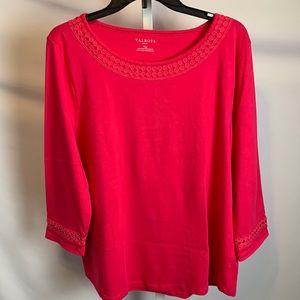 Talbots PINK Petite XL Top 3/4 Length Sleeve Pink Color